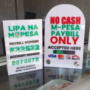 Acrylic MPesa Payment Sign